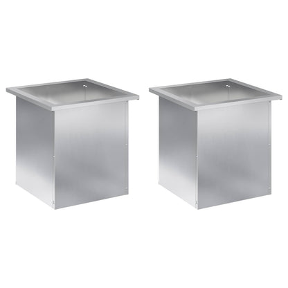 vidaXL Garden Planter with LED 2 pcs Silver 40 x 40 x 40 cm