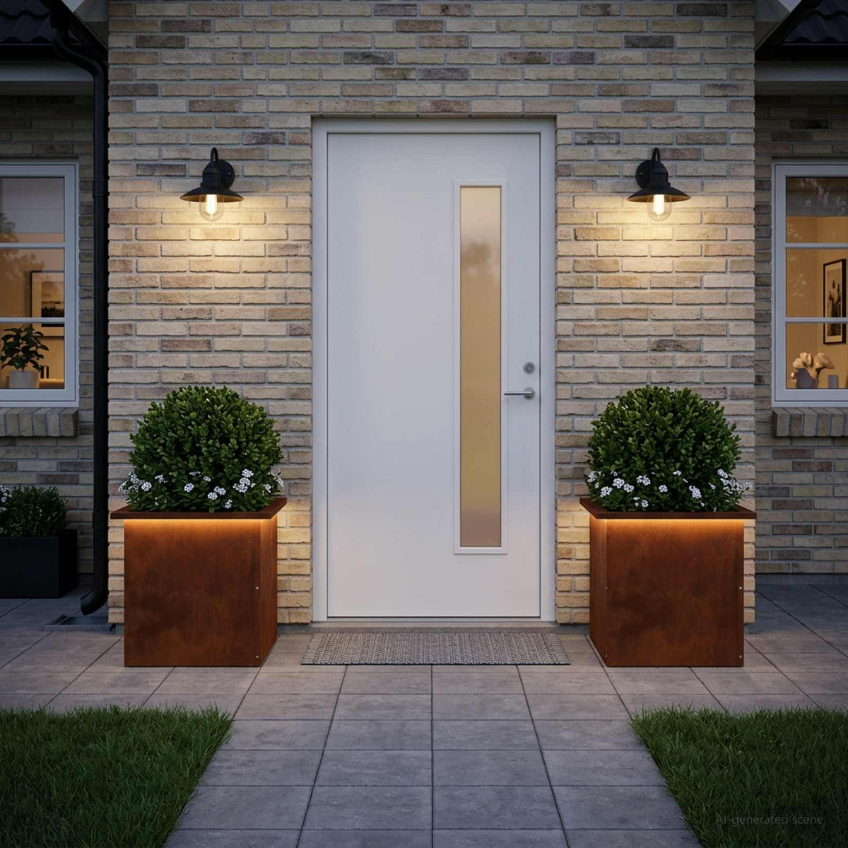vidaXL Garden Planter with LED 2 pcs Rusty 40 x 40 x 40 cm