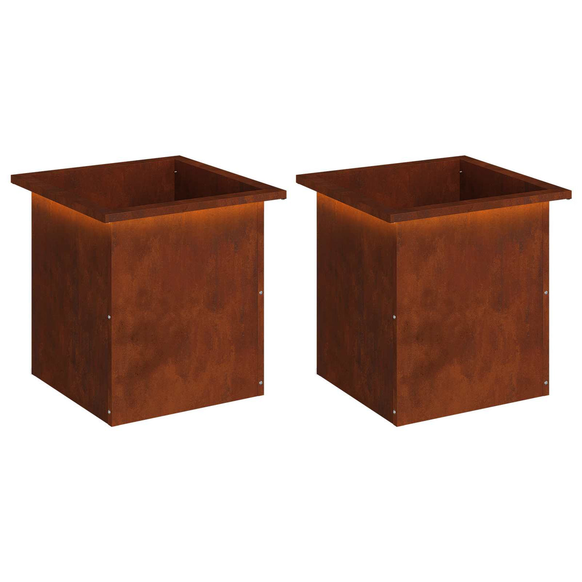 vidaXL Garden Planter with LED 2 pcs Rusty 40 x 40 x 40 cm
