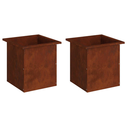 vidaXL Garden Planter with LED 2 pcs Rusty 40 x 40 x 40 cm