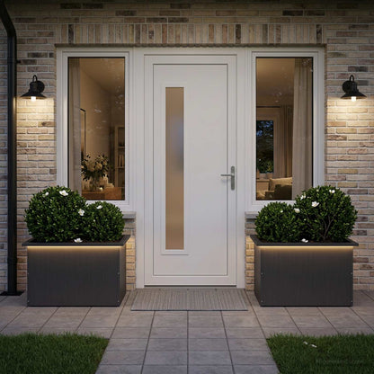 vidaXL Garden Planter with LED 2 pcs Black 40 x 60 x 40 cm Steel