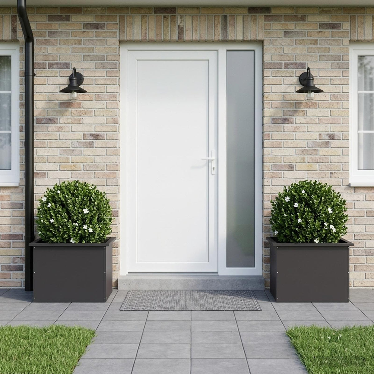 vidaXL Garden Planter with LED 2 pcs Black 40 x 60 x 40 cm Steel