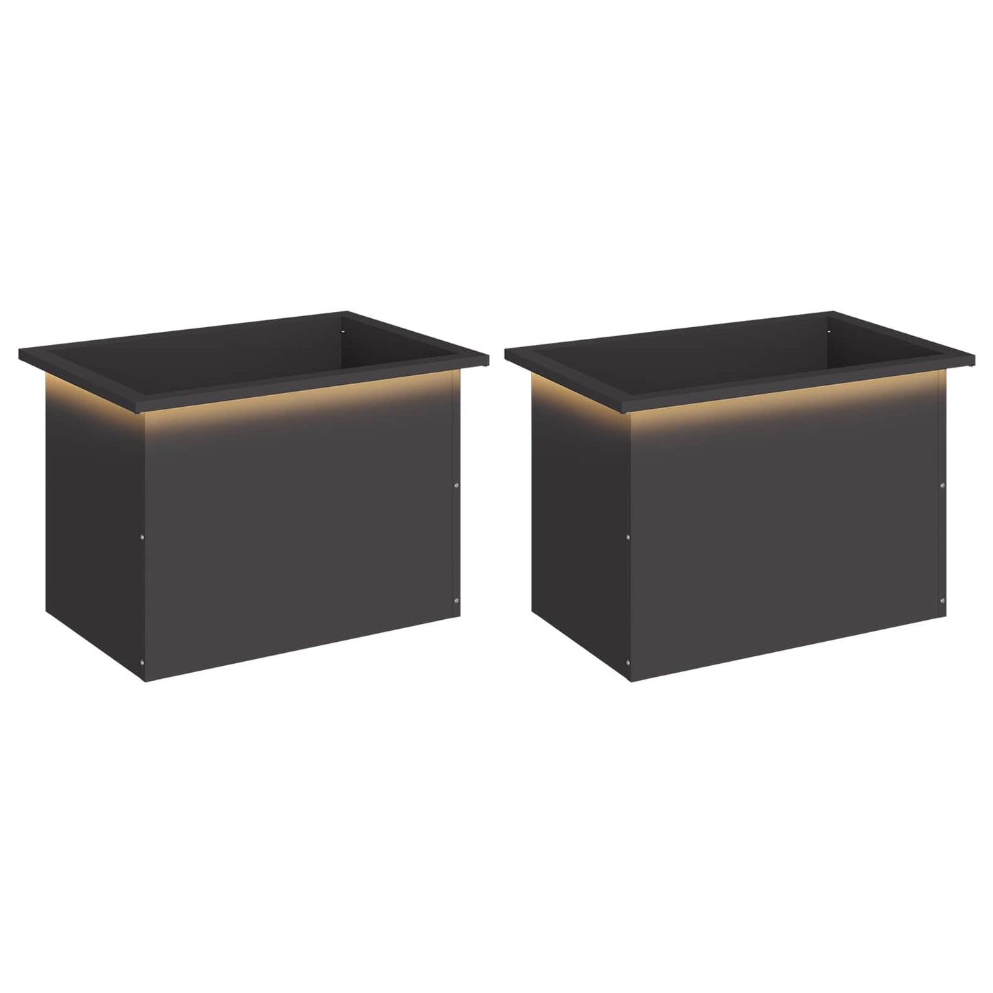vidaXL Garden Planter with LED 2 pcs Black 40 x 60 x 40 cm Steel