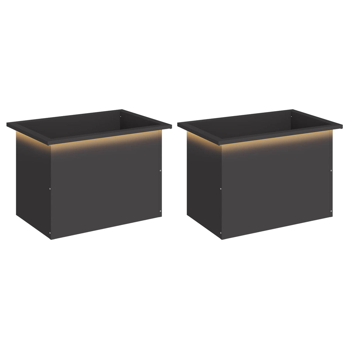 vidaXL Garden Planter with LED 2 pcs Black 40 x 60 x 40 cm Steel
