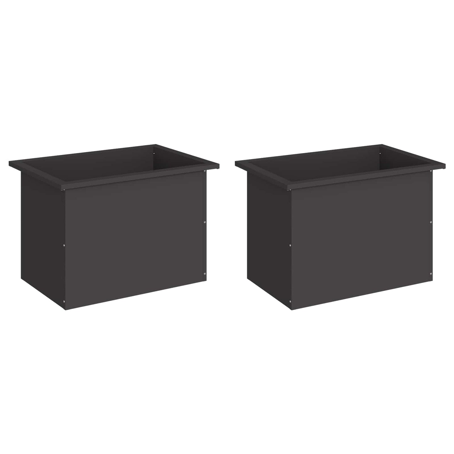 vidaXL Garden Planter with LED 2 pcs Black 40 x 60 x 40 cm Steel