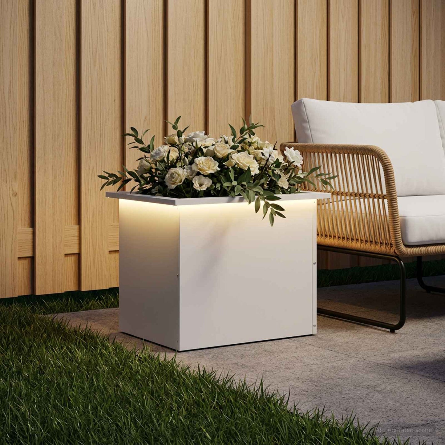 vidaXL Garden Planter with LED White 40 x 60 x 40 cm Steel
