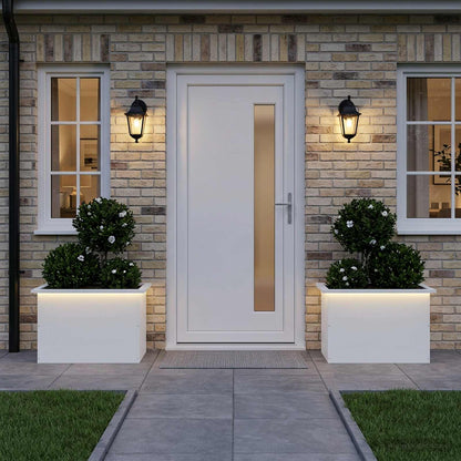 vidaXL Garden Planter with LED 2 pcs White 40 x 60 x 40 cm Steel