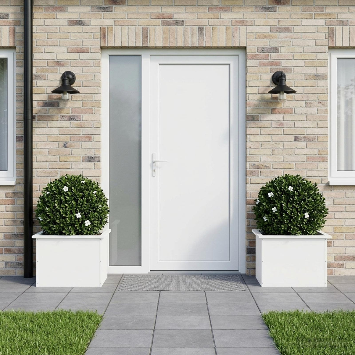 vidaXL Garden Planter with LED 2 pcs White 40 x 60 x 40 cm Steel
