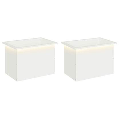 vidaXL Garden Planter with LED 2 pcs White 40 x 60 x 40 cm Steel
