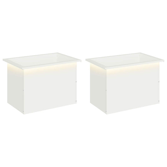 vidaXL Garden Planter with LED 2 pcs White 40 x 60 x 40 cm Steel