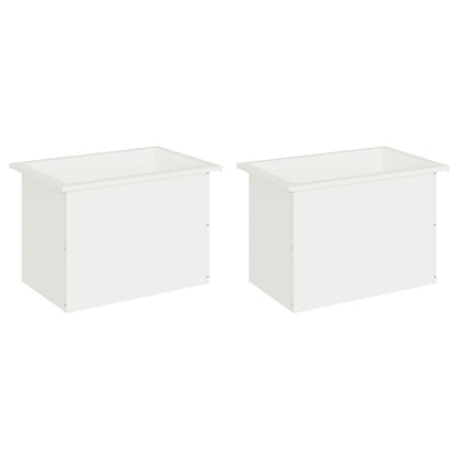 vidaXL Garden Planter with LED 2 pcs White 40 x 60 x 40 cm Steel