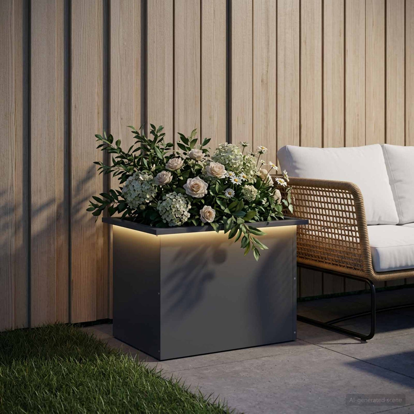 vidaXL Garden Planter with LED Antracite 40 x 60 x 40 cm Steel