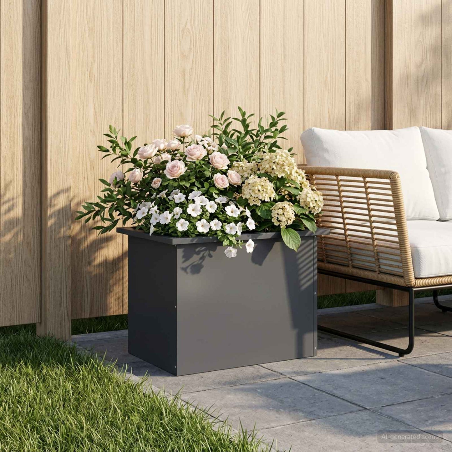 vidaXL Garden Planter with LED Antracite 40 x 60 x 40 cm Steel