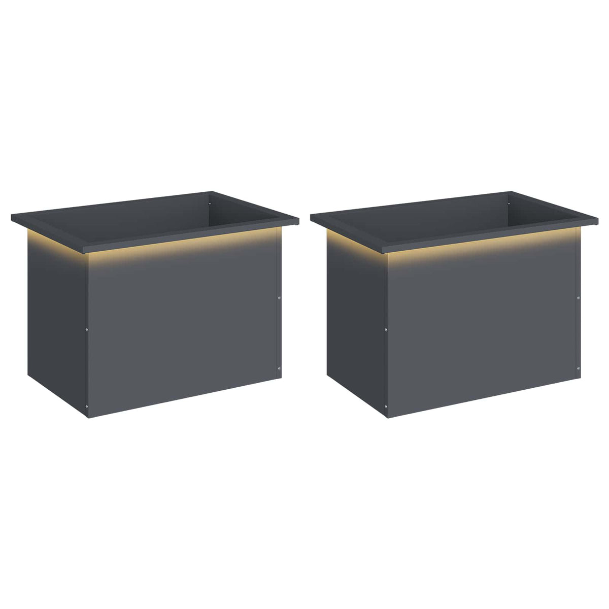 vidaXL Garden Planter with LED 2 pcs Antracite 40 x 60 x 40 cm Steel
