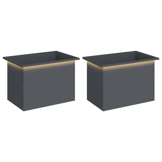 vidaXL Garden Planter with LED 2 pcs Antracite 40 x 60 x 40 cm Steel
