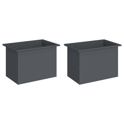 vidaXL Garden Planter with LED 2 pcs Antracite 40 x 60 x 40 cm Steel