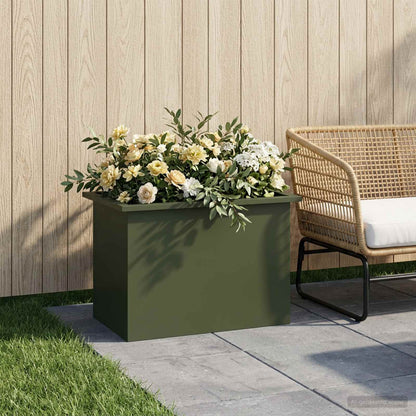 vidaXL Garden Planter with LED Olive Green 40 x 60 x 40 cm Steel