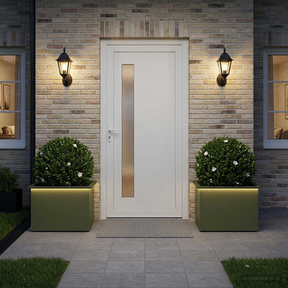 vidaXL Garden Planter with LED 2 pcs Olive Green 40 x 60 x 40 cm Steel