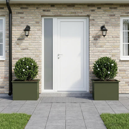 vidaXL Garden Planter with LED 2 pcs Olive Green 40 x 60 x 40 cm Steel