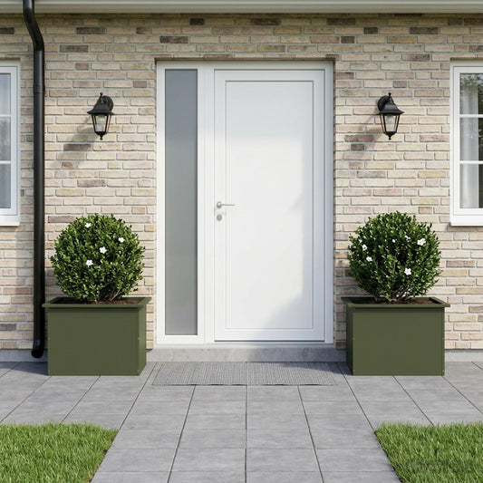 vidaXL Garden Planter with LED 2 pcs Olive Green 40 x 60 x 40 cm Steel