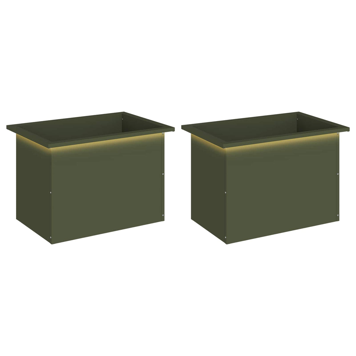 vidaXL Garden Planter with LED 2 pcs Olive Green 40 x 60 x 40 cm Steel