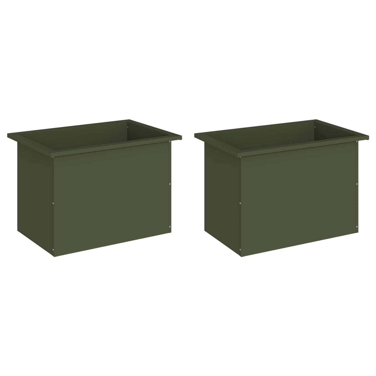 vidaXL Garden Planter with LED 2 pcs Olive Green 40 x 60 x 40 cm Steel