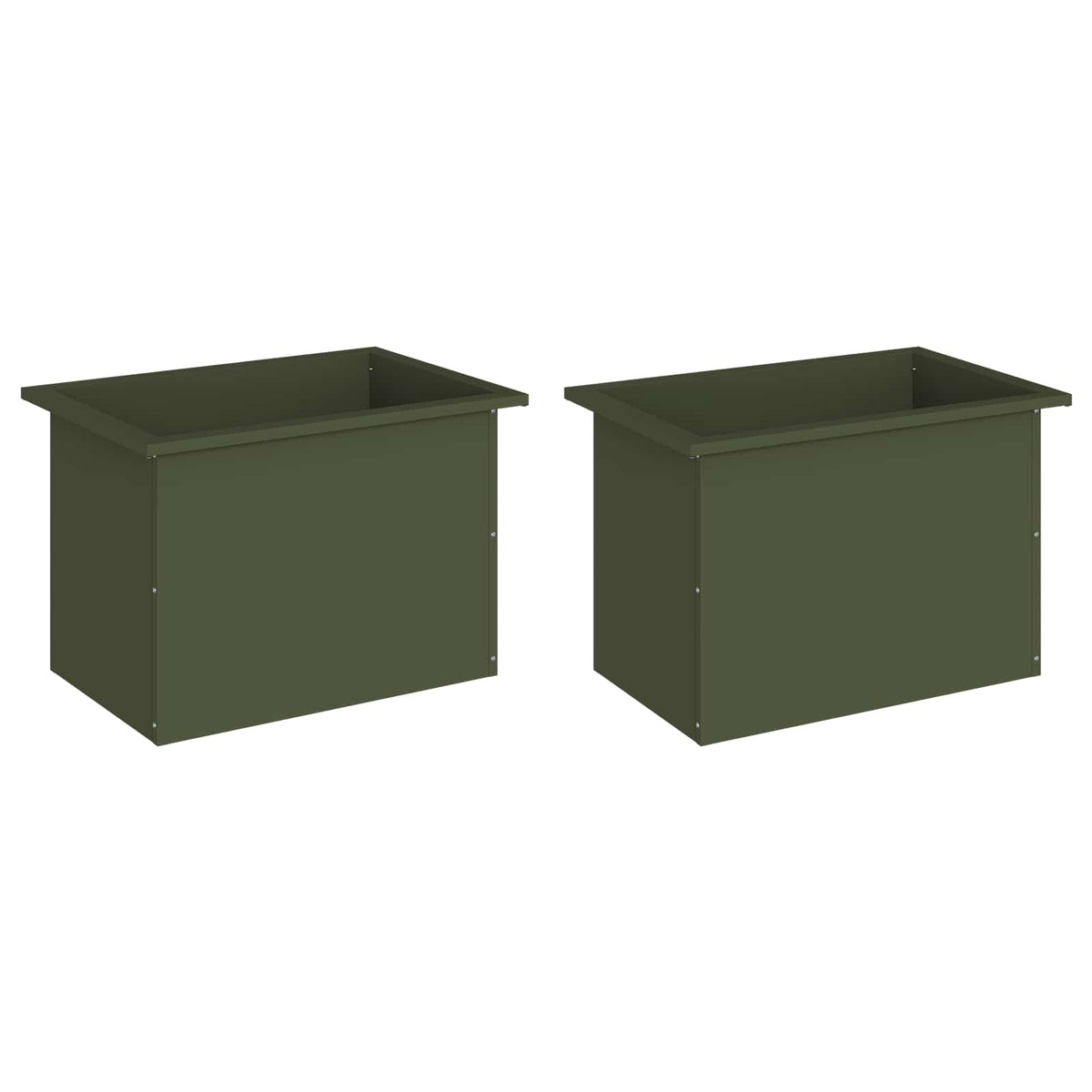 vidaXL Garden Planter with LED 2 pcs Olive Green 40 x 60 x 40 cm Steel