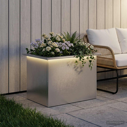 vidaXL Garden Planter with LED Silver 40 x 60 x 40 cm Stainless Steel