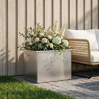 vidaXL Garden Planter with LED Silver 40 x 60 x 40 cm Stainless Steel