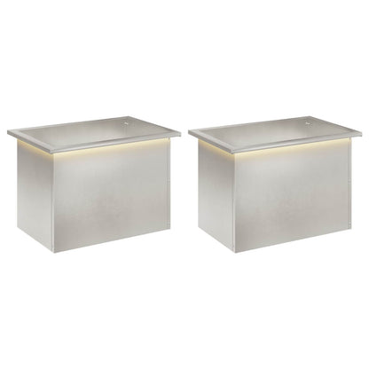 vidaXL Garden Planter with LED 2 pcs Silver 40 x 60 x 40 cm