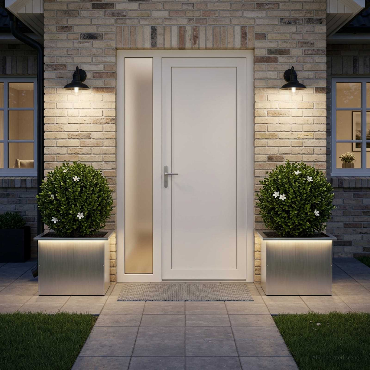 vidaXL Garden Planter with LED 2 pcs Silver 40 x 60 x 40 cm