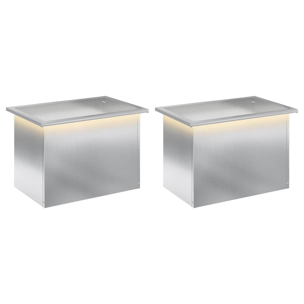 vidaXL Garden Planter with LED 2 pcs Silver 40 x 60 x 40 cm