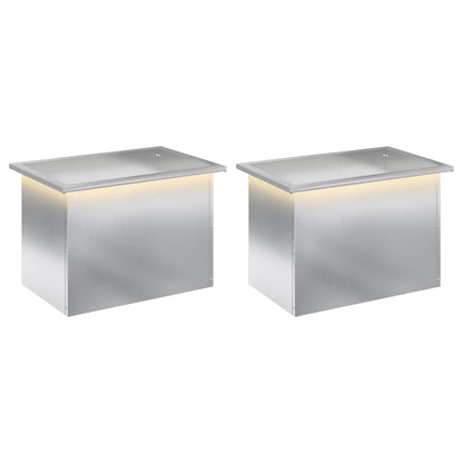 vidaXL Garden Planter with LED 2 pcs Silver 40 x 60 x 40 cm