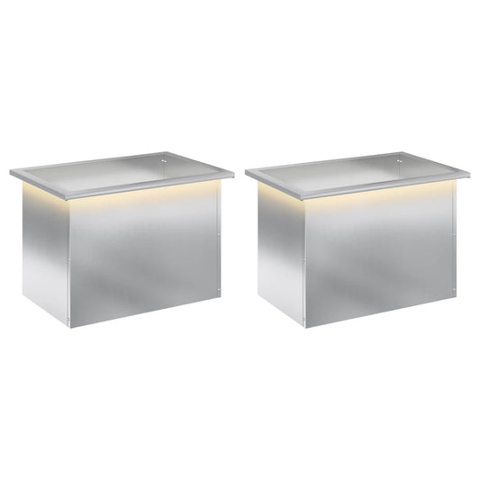 vidaXL Garden Planter with LED 2 pcs Silver 40 x 60 x 40 cm