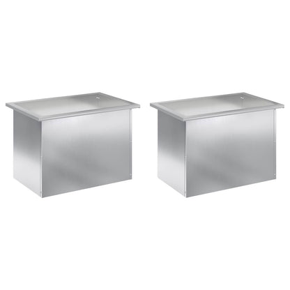 vidaXL Garden Planter with LED 2 pcs Silver 40 x 60 x 40 cm