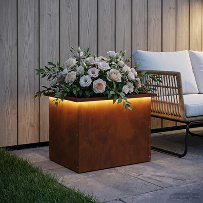 vidaXL Garden Planter with LED Rusty 40 x 60 x 40 cm Weathering Steel