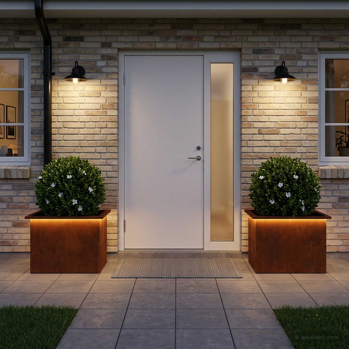 vidaXL Garden Planter with LED 2 pcs Rusty 40 x 60 x 40 cm