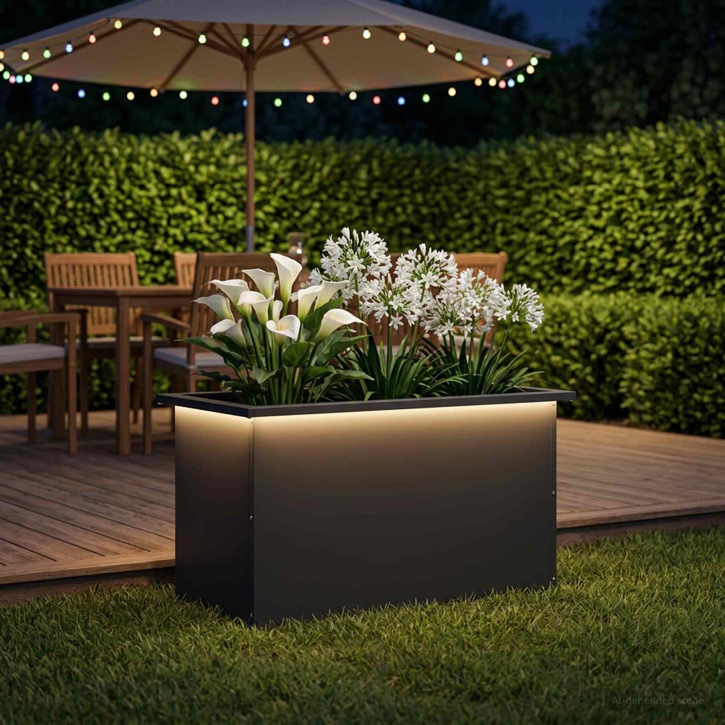 vidaXL Garden Planter with LED Black 40 x 80 x 40 cm Steel