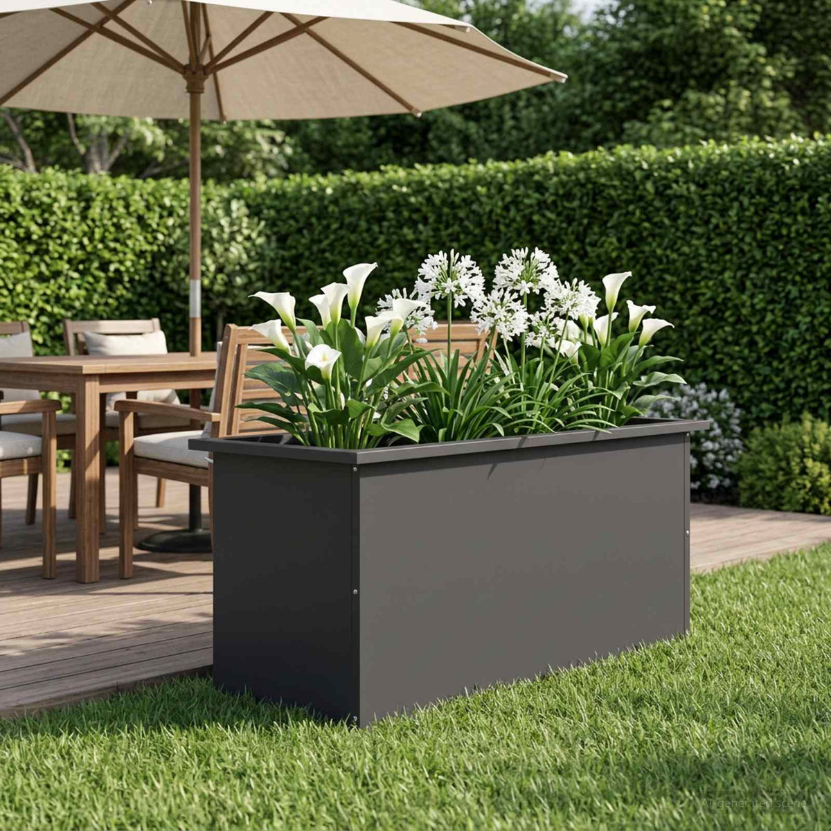 vidaXL Garden Planter with LED Black 40 x 80 x 40 cm Steel