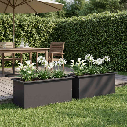 vidaXL Garden Planter with LED 2 pcs Black 40 x 80 x 40 cm Steel