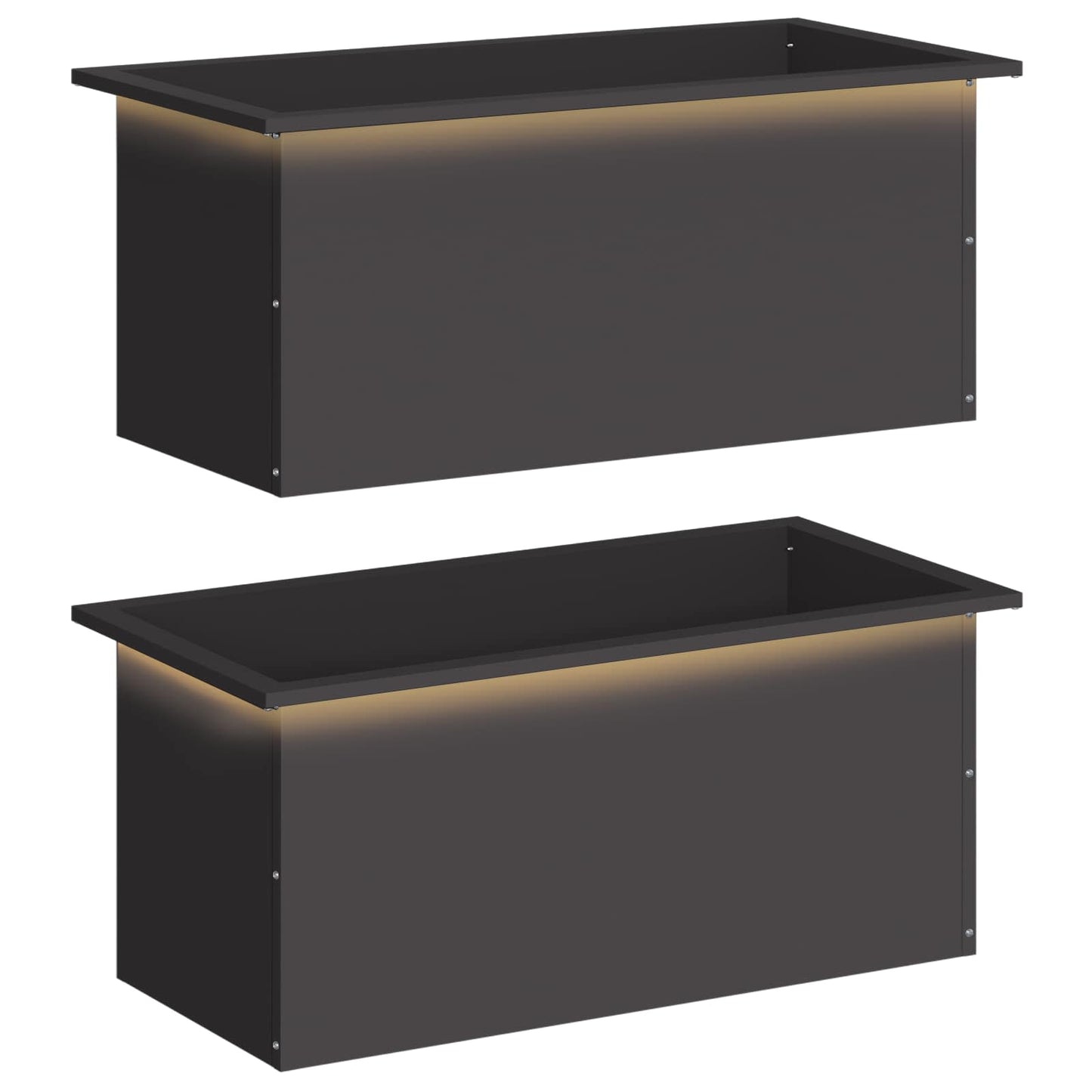 vidaXL Garden Planter with LED 2 pcs Black 40 x 80 x 40 cm Steel