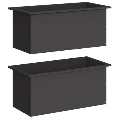 vidaXL Garden Planter with LED 2 pcs Black 40 x 80 x 40 cm Steel
