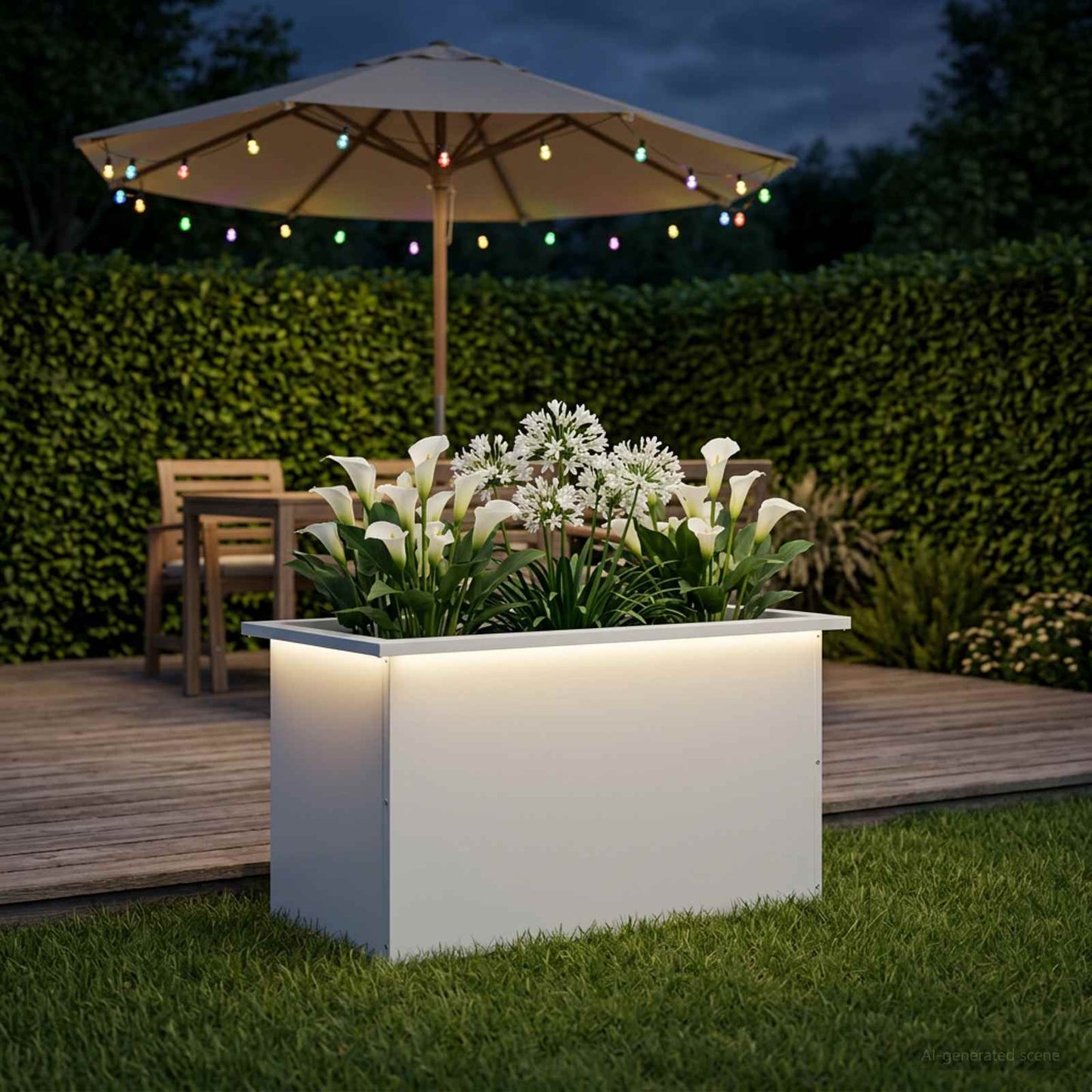 vidaXL Garden Planter with LED White 40 x 80 x 40 cm Steel