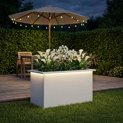 vidaXL Garden Planter with LED White 40 x 80 x 40 cm Steel