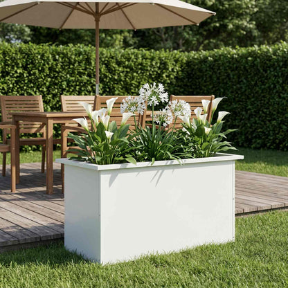 vidaXL Garden Planter with LED White 40 x 80 x 40 cm Steel