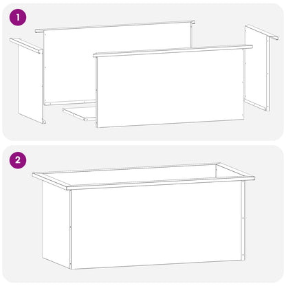 vidaXL Garden Planter with LED 2 pcs White 40 x 80 x 40 cm Steel