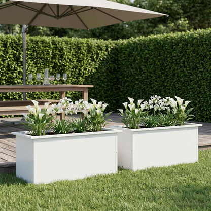 vidaXL Garden Planter with LED 2 pcs White 40 x 80 x 40 cm Steel