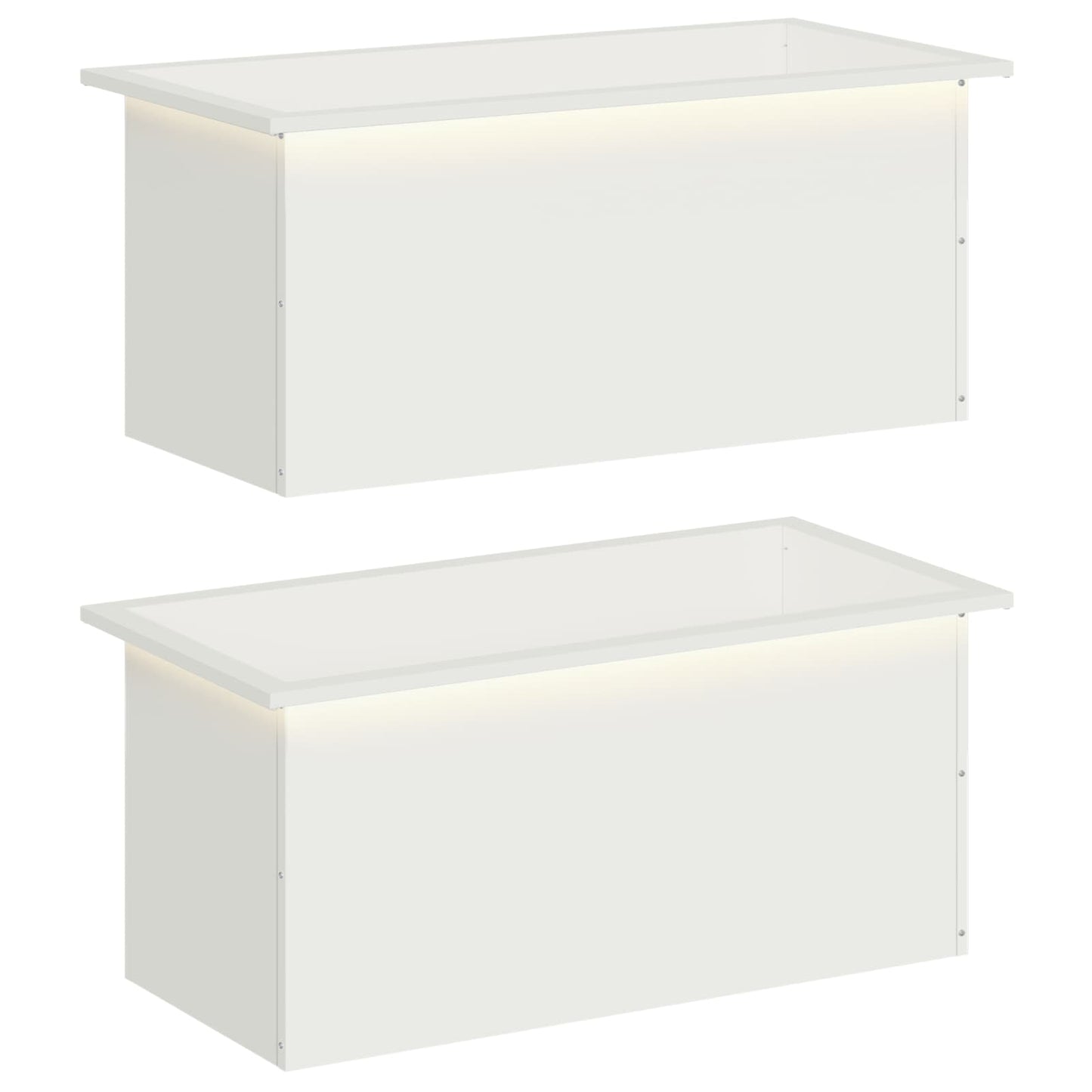 vidaXL Garden Planter with LED 2 pcs White 40 x 80 x 40 cm Steel