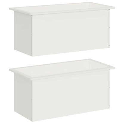 vidaXL Garden Planter with LED 2 pcs White 40 x 80 x 40 cm Steel