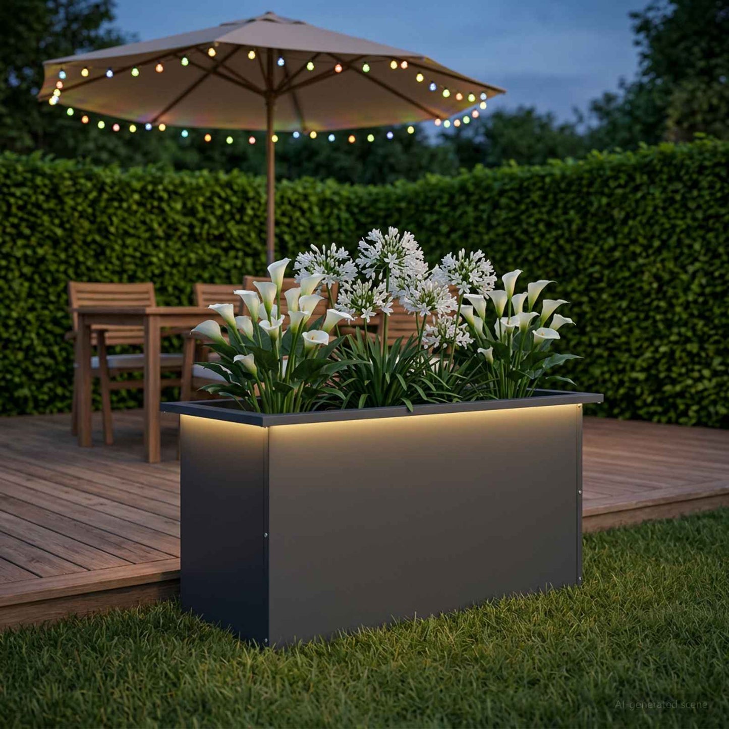 vidaXL Garden Planter with LED Antracite 40 x 80 x 40 cm Steel